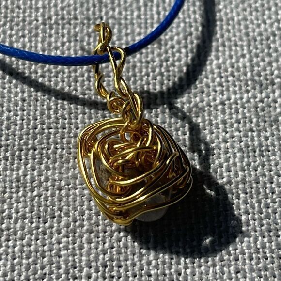 🌊 CHALCEDONY WIREWRAPPED BOHO PENDANT NECKLACE 🌊 - Picture 5 of 6